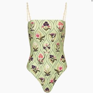 Marea Durazno Pacifico Imitation-Pearl Floral One-Piece Swimsuit